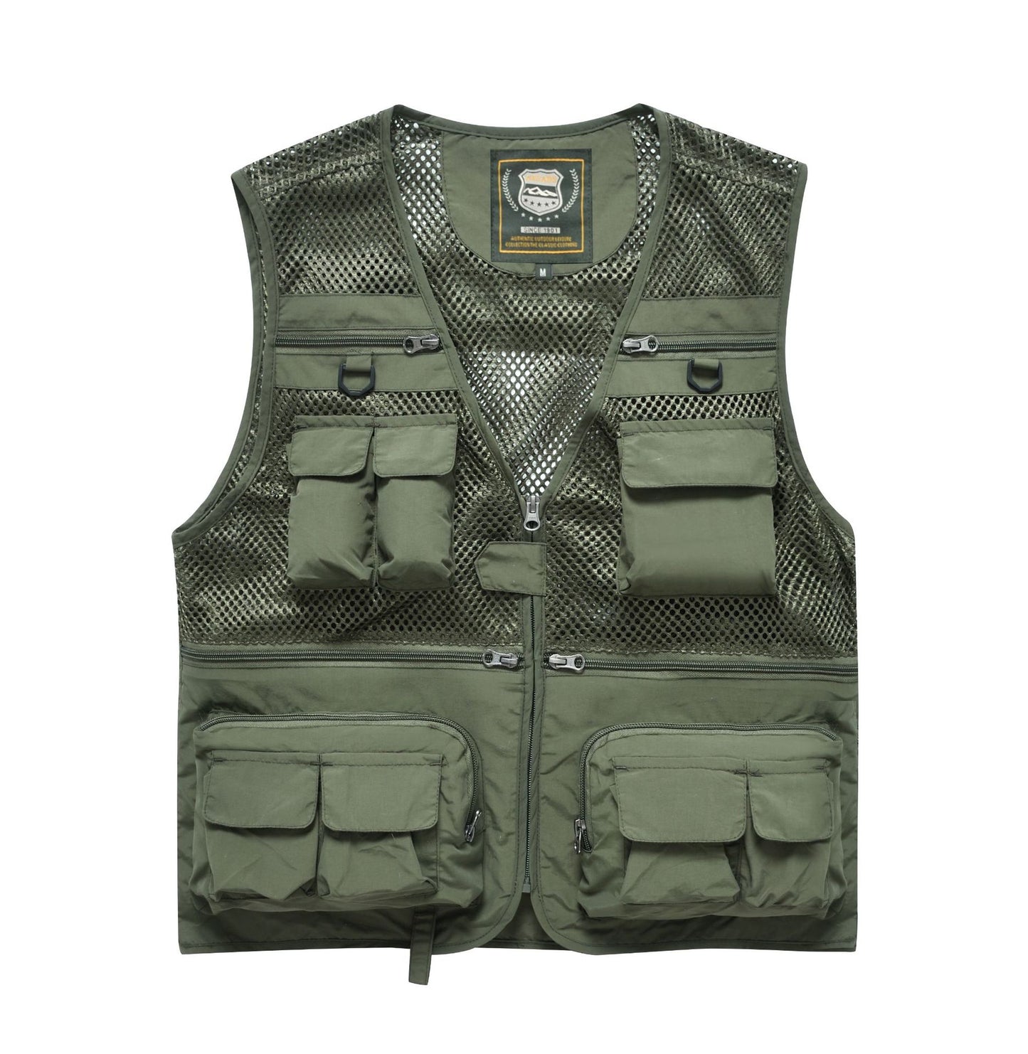 Summer Men's Outdoor Fishing Mesh Vest Jackets Travel Photography Waistcoats Man Jungle Tactical Quick Dry Multi Pockets Jacket Men dealsniper-net Army Green 2XL