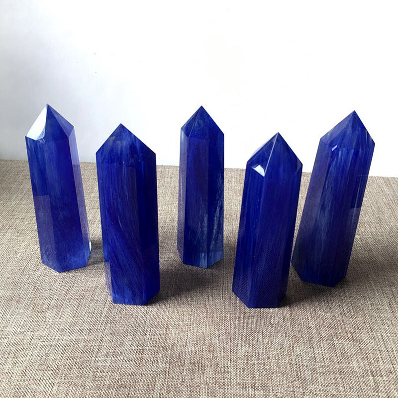 Blue Smelted Stone Crystal Column Ornaments Rough Polished Crystal Column Ornaments Crystal Crafts Deals DealSniper.net