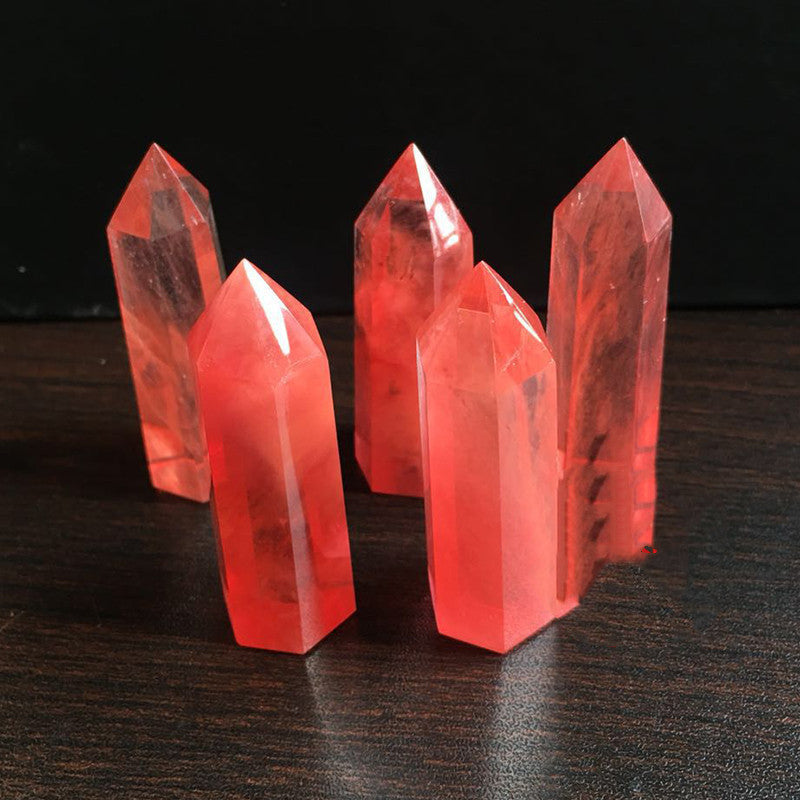 Blue Smelted Stone Crystal Column Ornaments Rough Polished Crystal Column Ornaments Crystal Crafts Deals DealSniper.net Red crystal 4cm 5cm