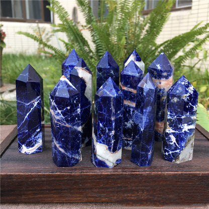 Blue Smelted Stone Crystal Column Ornaments Rough Polished Crystal Column Ornaments Crystal Crafts Deals DealSniper.net Blue and white crystal 4cm 5cm