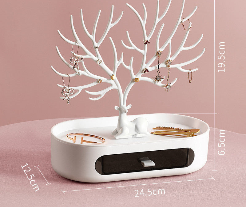 Fawn Creative Jewelry Frame Antler Tree Shape Home Decor dealsniper-net White Transparent suit