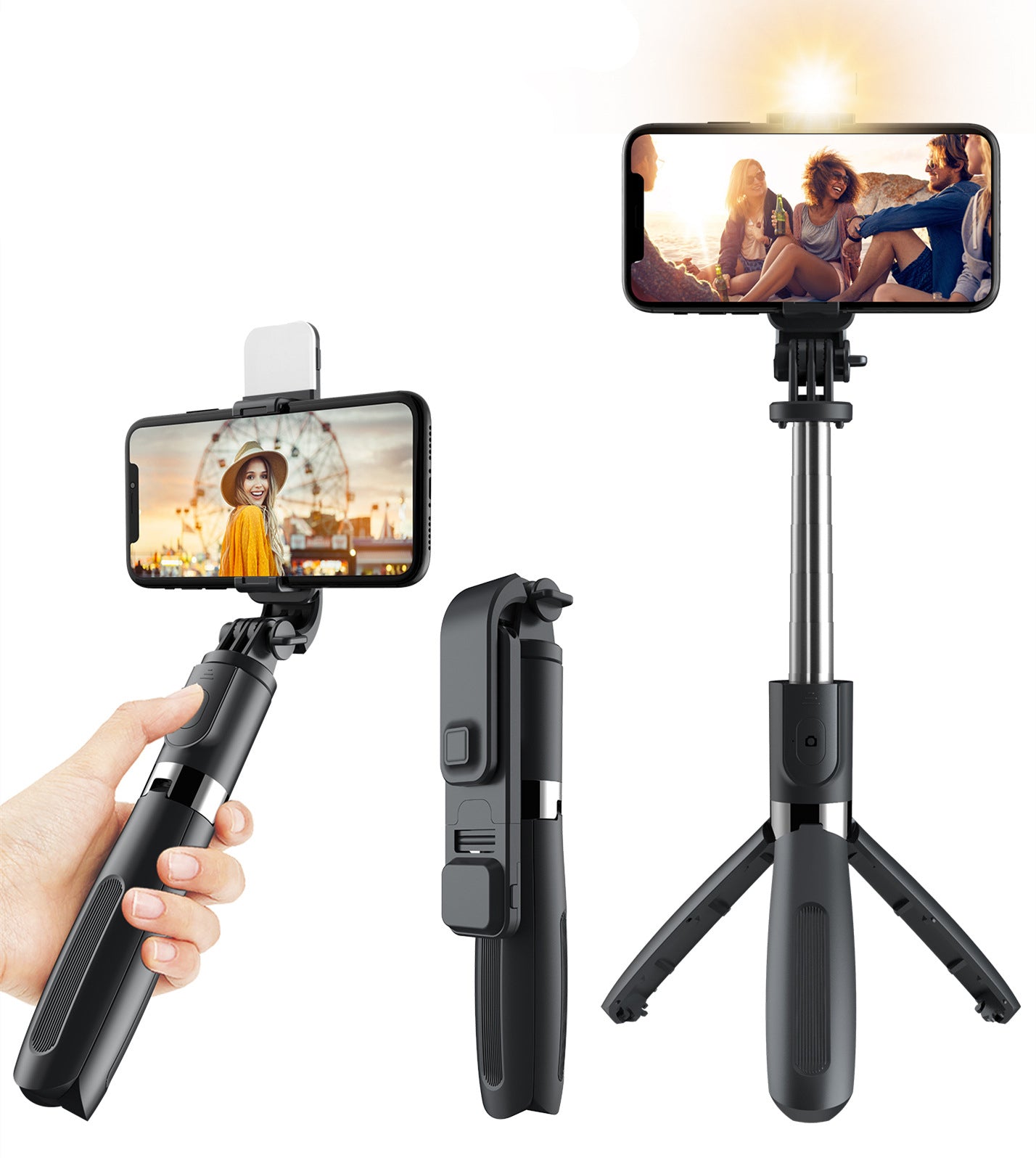 Compatible with Apple, 3 In1 Bluetooth Wireless Selfie Stick Gadgets dealsniper-net