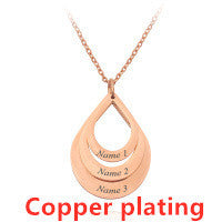 Customized 3 Water Droplet Engraving Name Stainless Steel Jewelry Pendant Necklaces Jewelry DealSniper.net Rose gold Copper plating