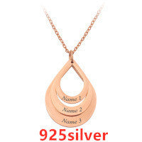 Customized 3 Water Droplet Engraving Name Stainless Steel Jewelry Pendant Necklaces Jewelry DealSniper.net Rose gold 925silver