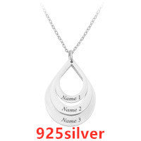 Customized 3 Water Droplet Engraving Name Stainless Steel Jewelry Pendant Necklaces Jewelry DealSniper.net Silver 925silver