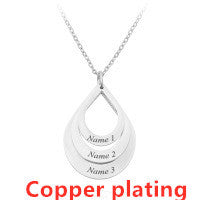 Customized 3 Water Droplet Engraving Name Stainless Steel Jewelry Pendant Necklaces Jewelry DealSniper.net Silver Copper plating