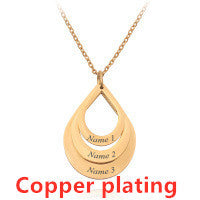 Customized 3 Water Droplet Engraving Name Stainless Steel Jewelry Pendant Necklaces Jewelry DealSniper.net Gold Copper plating