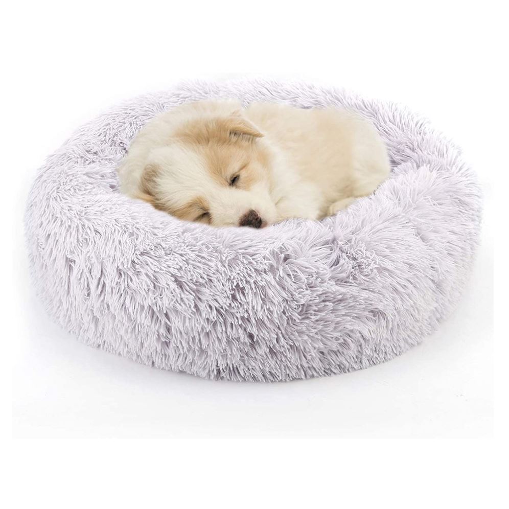 Doghouse plush round pets keep warm in autumn and winter Pets dealsniper-net Light gray 2XL