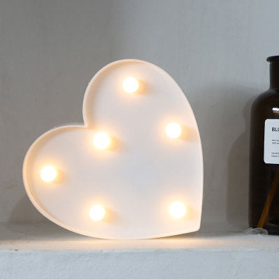 Luminous LED Letter Number Night Light English Alphabet Number Home Decor DealSniper.net Always lit Heart shaped white