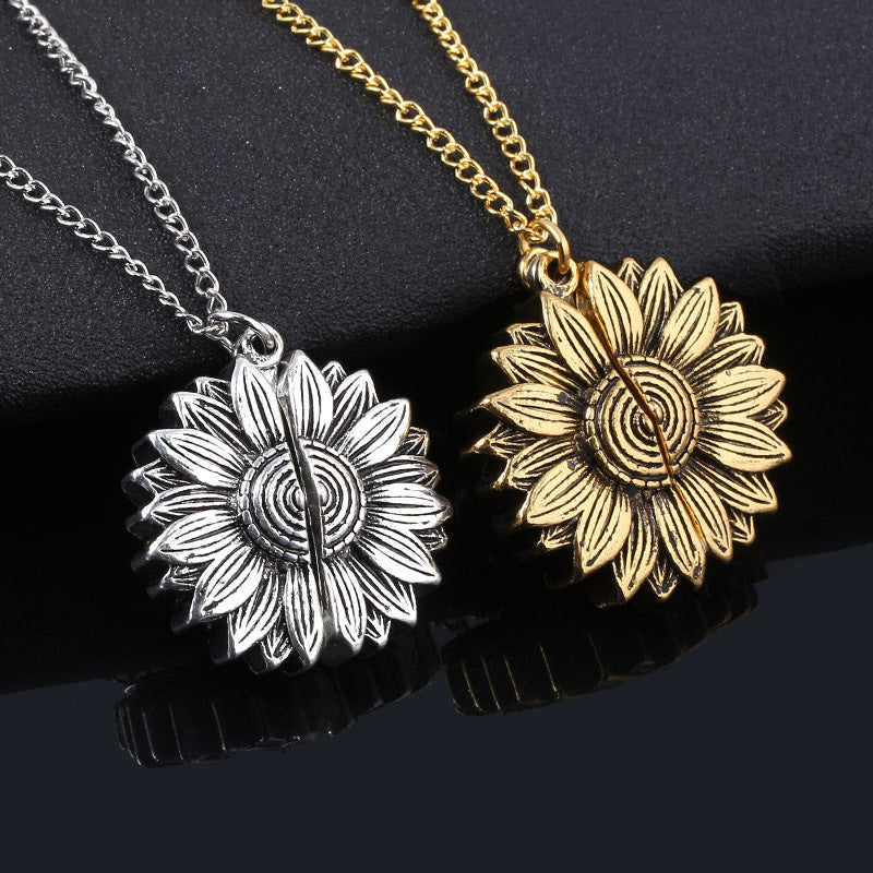 New European And American Sunflower Necklace Pendant Jewelry Gym From House
