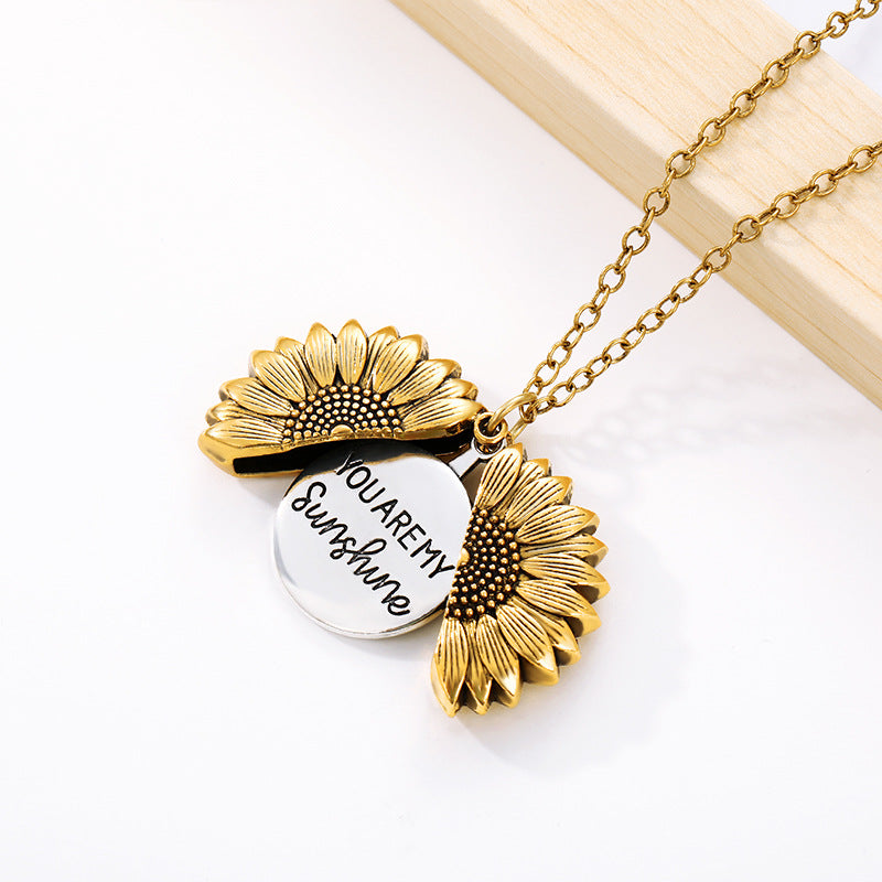 New European And American Sunflower Necklace Pendant Jewelry Gym From House