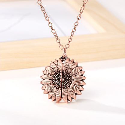 New European And American Sunflower Necklace Pendant Jewelry Gym From House Rose Gold No box