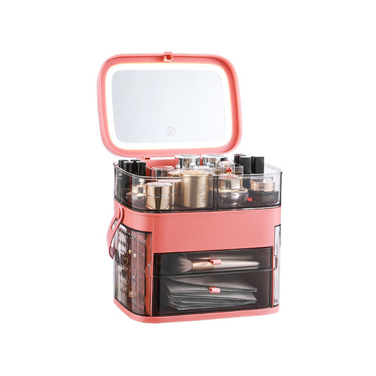 Cosmetic Storage Box Net Celebrity Desktop Dressing Table Beauty Gym From House Coral powder Mirror
