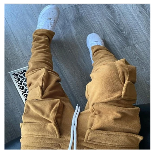 European And American Style Three-dimensional Bag Tide Brand Men's Sports Casual Pants Men dealsniper-net Khaki L