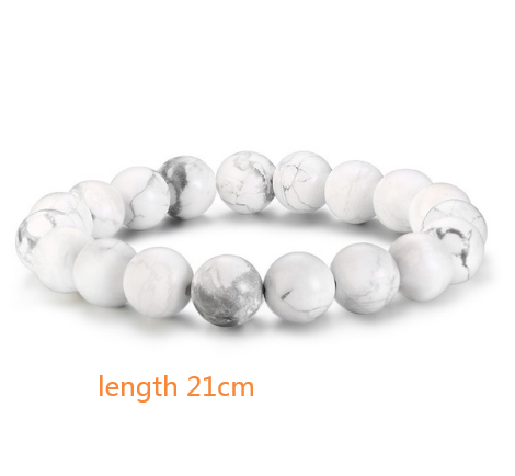 Natural Stone Beads Black Lava Rock Stone White Stretch Charm Strand Bracelet