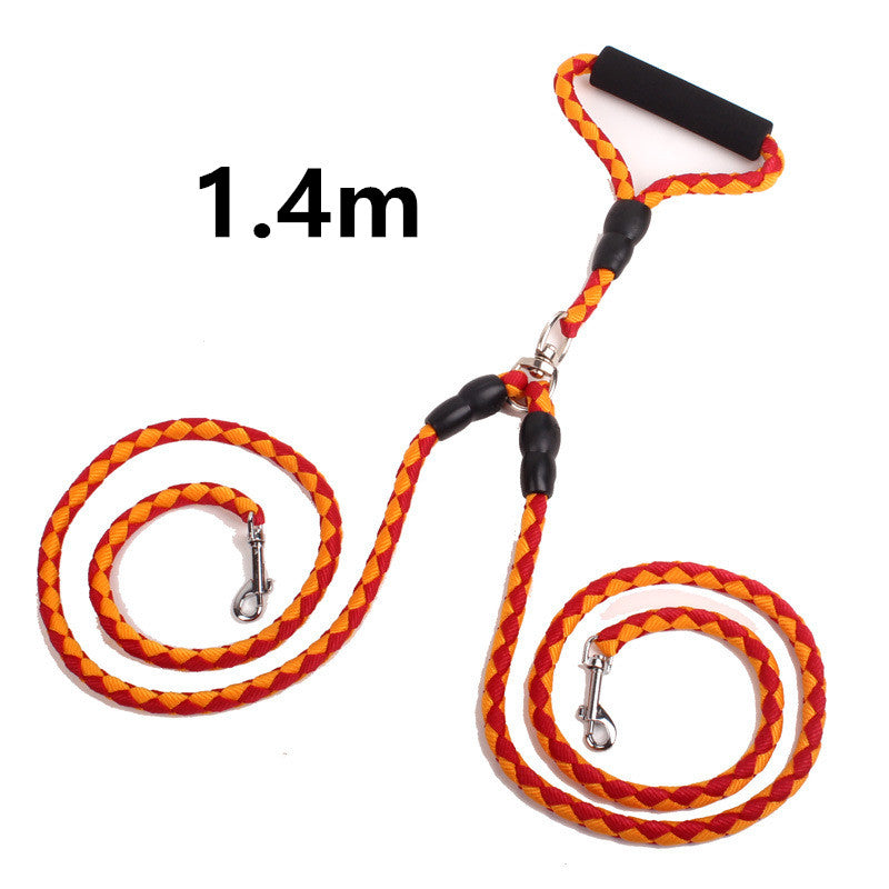 Double-Ended Traction Rope For Walking The Dog Hand-Double-Ended Pets Gym From House Orange1.4m
