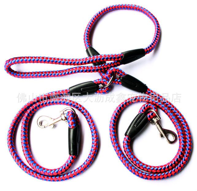 Double-Ended Traction Rope For Walking The Dog Hand-Double-Ended Pets Gym From House A Rose Red 0.8cm