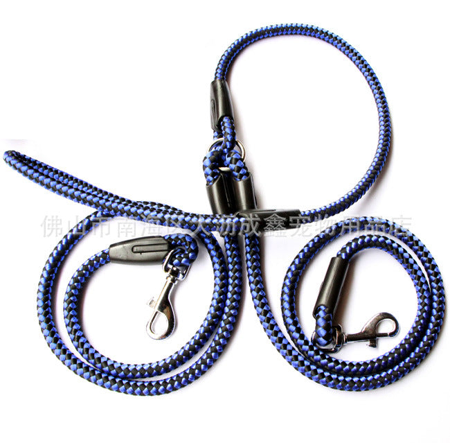Double-Ended Traction Rope For Walking The Dog Hand-Double-Ended Pets Gym From House A Blue 0.8cm