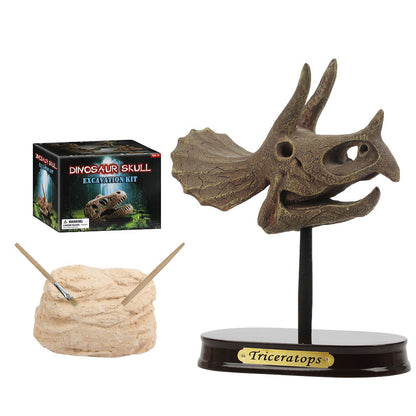 Dinosaur Head Archaeological Excavation Model Toy Kids DealSniper.net Triceratops