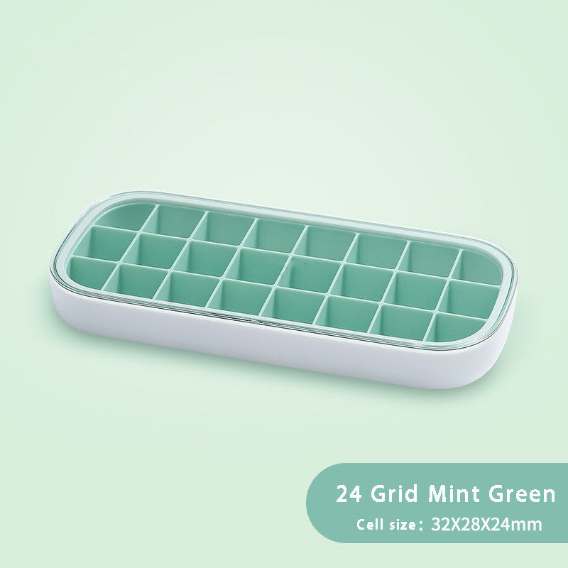 Ice Mold Household Ice Box Freezer With Cover Artifact Silicone Refrigerator Ice Mold Kitchen dealsniper-net Green