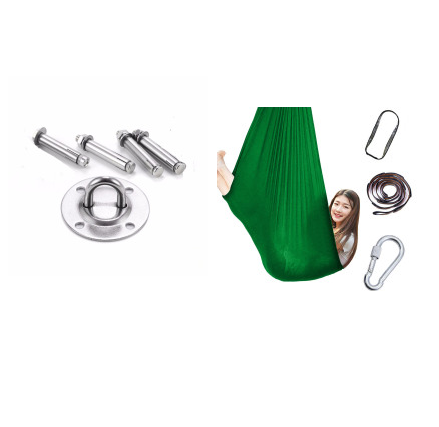Kids Cotton Outdoor Indoor Swing Hammock For Cuddle Outdoor dealsniper-net Green set 100x280cm