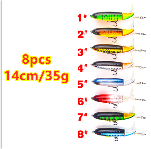 Road Sub-bait Propeller Tractor Hard Bait Floating Water Pencil Lure Bait Outdoor dealsniper-net 8pcs 14cm35g