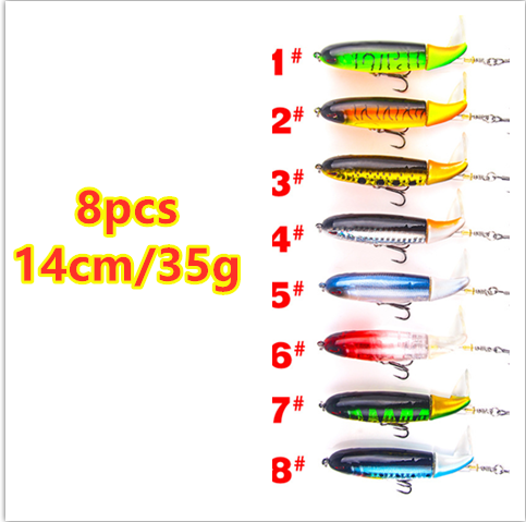 Road Sub-bait Propeller Tractor Hard Bait Floating Water Pencil Lure Bait Outdoor DealSniper.net 8pcs 14cm35g