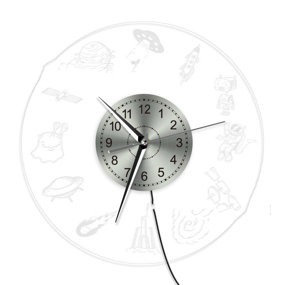Alien Civilization Aircraft Transparent Acrylic Wall Clock Home Decor DealSniper.net As shown