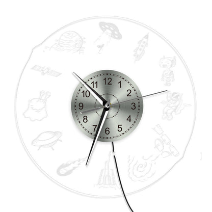 Alien Civilization Aircraft Transparent Acrylic Wall Clock Home Decor DealSniper.net As shown
