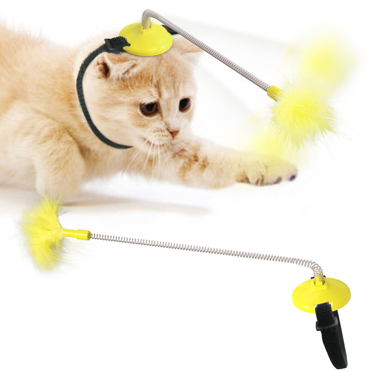 Kitty Relief Feather Funny Cat Stick Pets DealSniper.net Yellow