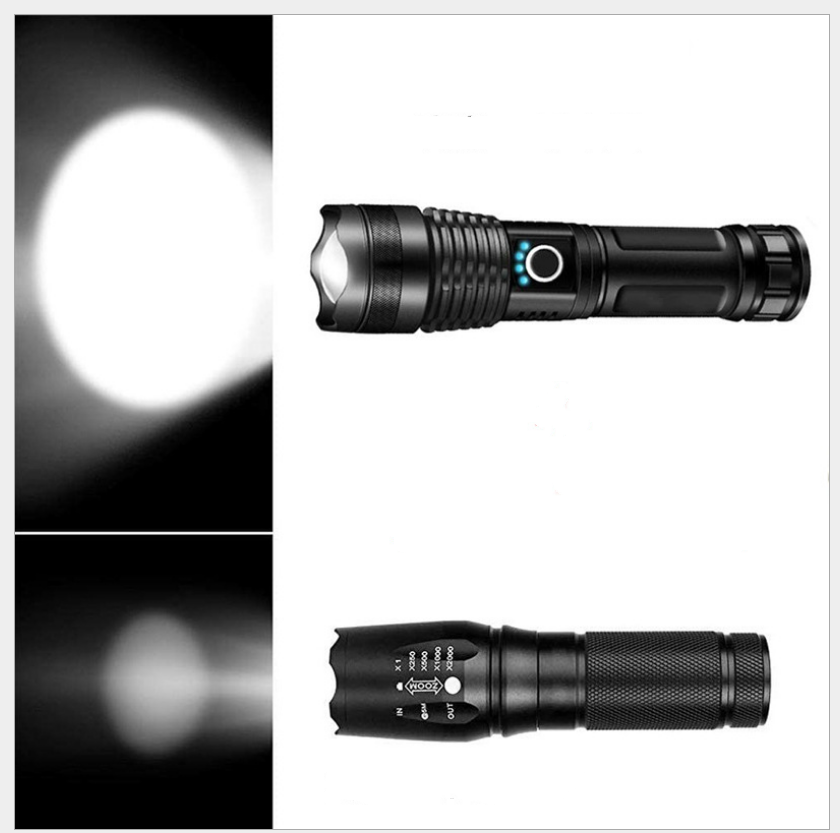 Strong Light Flashlight, Rechargeable, Zoom Power Display, Outdoor Super Bright And Portable Outdoor dealsniper-net