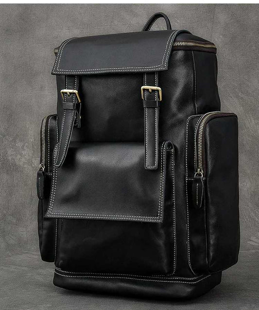 Retro Crazy Horse Leather Mens Backpack male computer