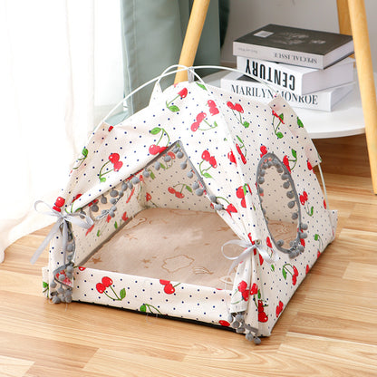 Cat Tent Cat Cat House Enclosed Pet Bed Pets dealsniper-net Cherry L