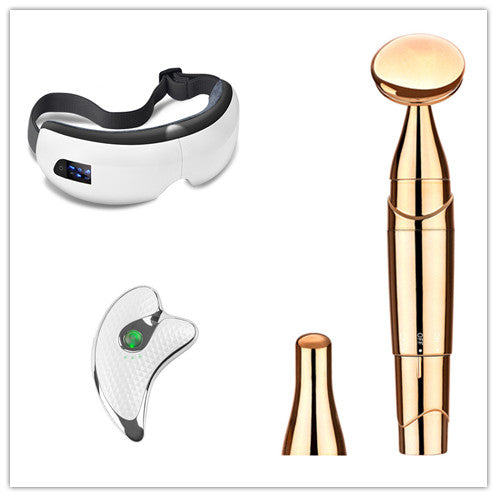 Bluetooth Music Eye Massager Air Pressure Hot Compress Dark Circles Eye Care Women dealsniper-net Pearl White set