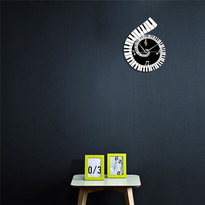 Decoration Wall Clock Treble Clef Piano Keyboard Musical Notes