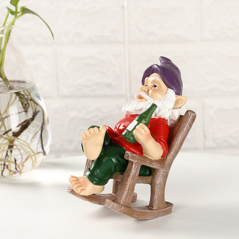 Garden Ornaments And Rocking Chair Dwarf