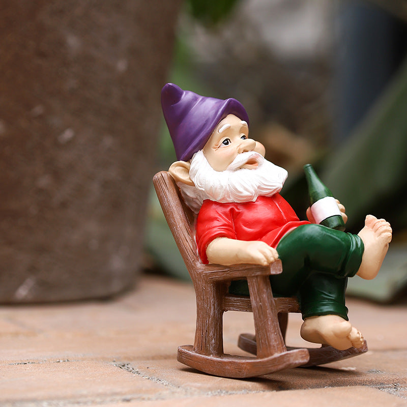 Garden Ornaments And Rocking Chair Dwarf