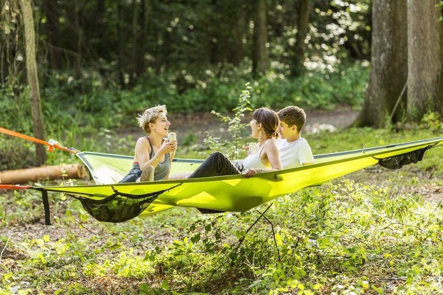 Multi-Person Hammock Three Point Design Portable Hammock Multi-functional Triangle Aerial Mat Outdoor dealsniper-net Green 2.8m