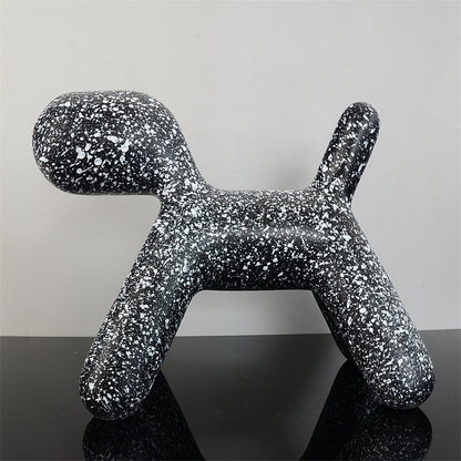 Resin Creative Balloon Abstract Dog Ornament Home Decor Gym From House White dots on black L