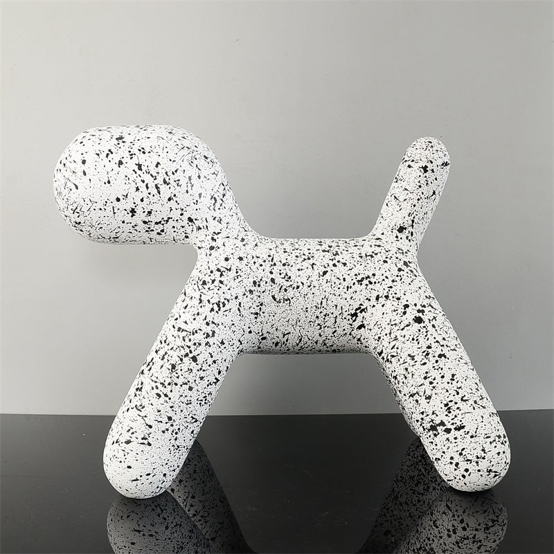 Resin Creative Balloon Abstract Dog Ornament Home Decor Gym From House Black spots on white L