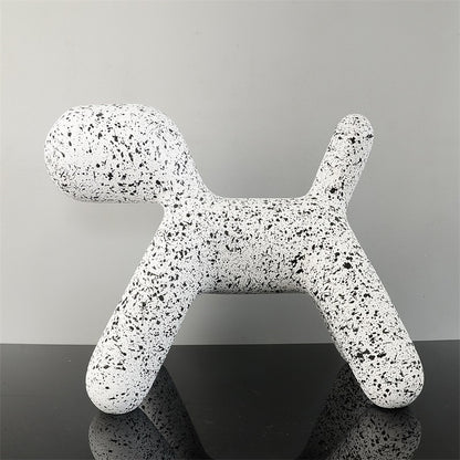 Resin Creative Balloon Abstract Dog Ornament Home Decor Gym From House Black spots on white L