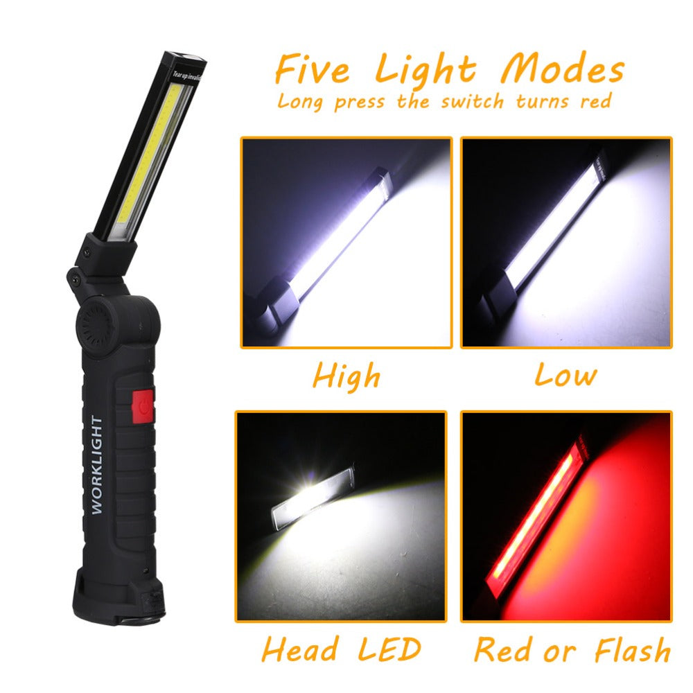 COB LED Tactical Flashlight USB Rechargeable Torch Work Light Outdoor DealSniper.net