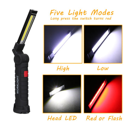 COB LED Tactical Flashlight USB Rechargeable Torch Work Light Outdoor DealSniper.net