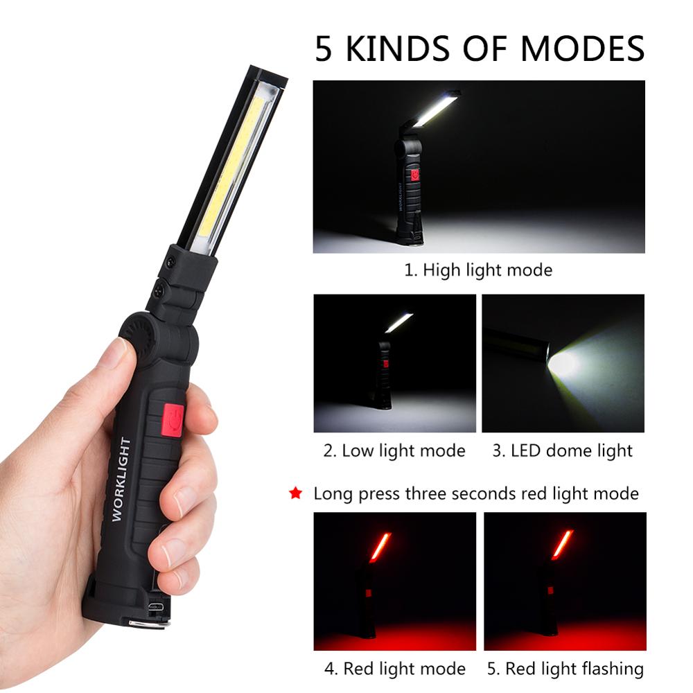 COB LED Tactical Flashlight USB Rechargeable Torch Work Light Outdoor DealSniper.net