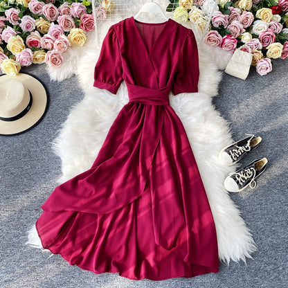 Fashion Simple Ladies Retro V Dress