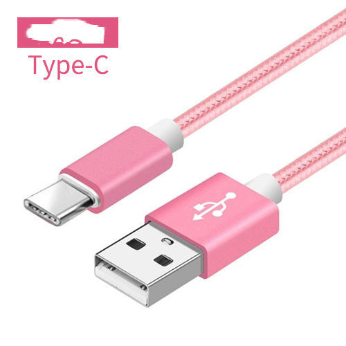 Compatible WithApple , Data Cable Nylon Braided V8 Charging Cable Phones dealsniper-net Rose Gold Typec 0.25M