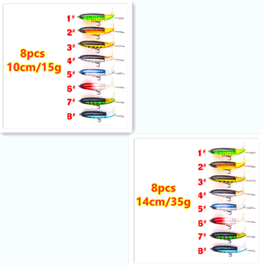 Road Sub-bait Propeller Tractor Hard Bait Floating Water Pencil Lure Bait Outdoor dealsniper-net 16pieces set