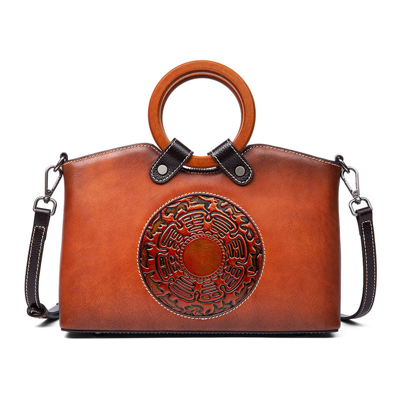 Fashion Vintage Designer Ladies Bags Genuine Leather Womens Handbags For Women Shoulder Bag Women dealsniper-net Retro Brown