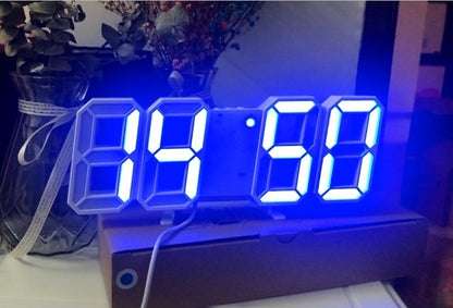 3D Luminous LED Digital Clock, Simple And Versatile At Home House dealsniper-net White body blue word Power plug