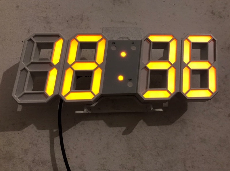 3D Luminous LED Digital Clock, Simple And Versatile At Home House dealsniper-net White body yellow word Power plug